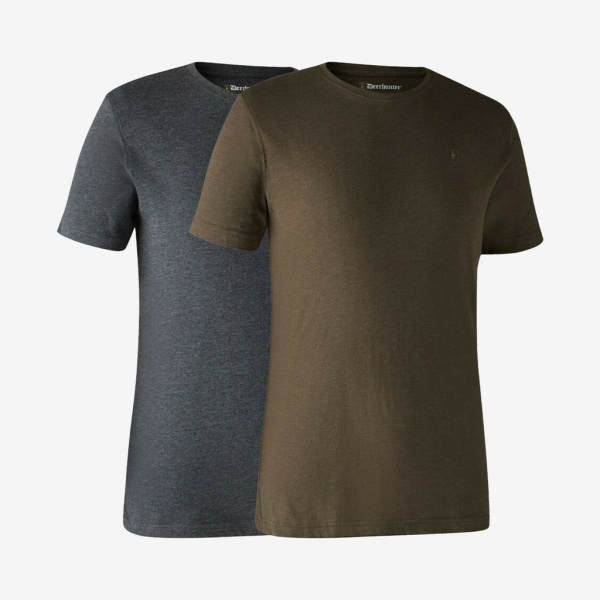 Deerhunter - Basis 2-pak t-shirt (Grå/Brun) - XL