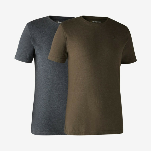 Deerhunter - Basis 2-pak t-shirt (Grå/Brun) - XL