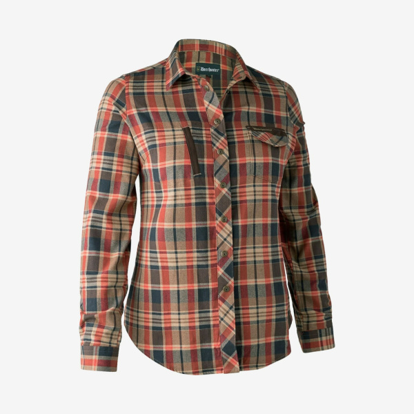 Deerhunter - Lady Athena skjorte (Orange Check) - 36