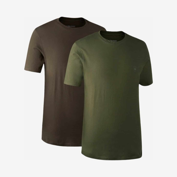 Deerhunter - T-shirt 2-pak (Green/Brown Leaf) - 2XL