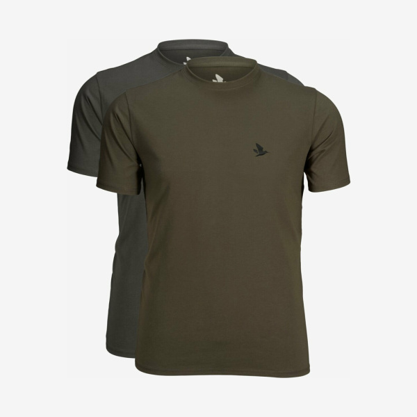 Seeland - Outdoor 2-pak t-shirts (Raven/Pine green) - 2XL