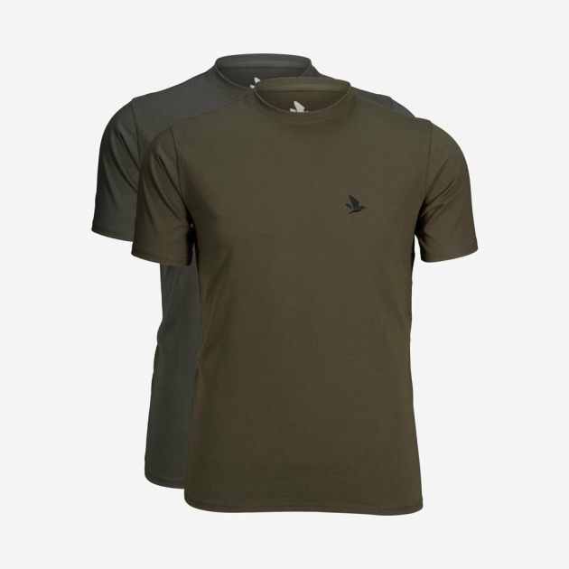 Seeland - Outdoor 2-pak t-shirts (Raven/Pine green) - 2XL