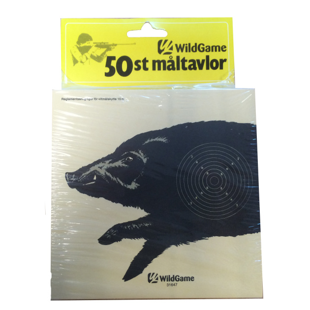 Skydeskive med vildsvin motiv 14x14 cm